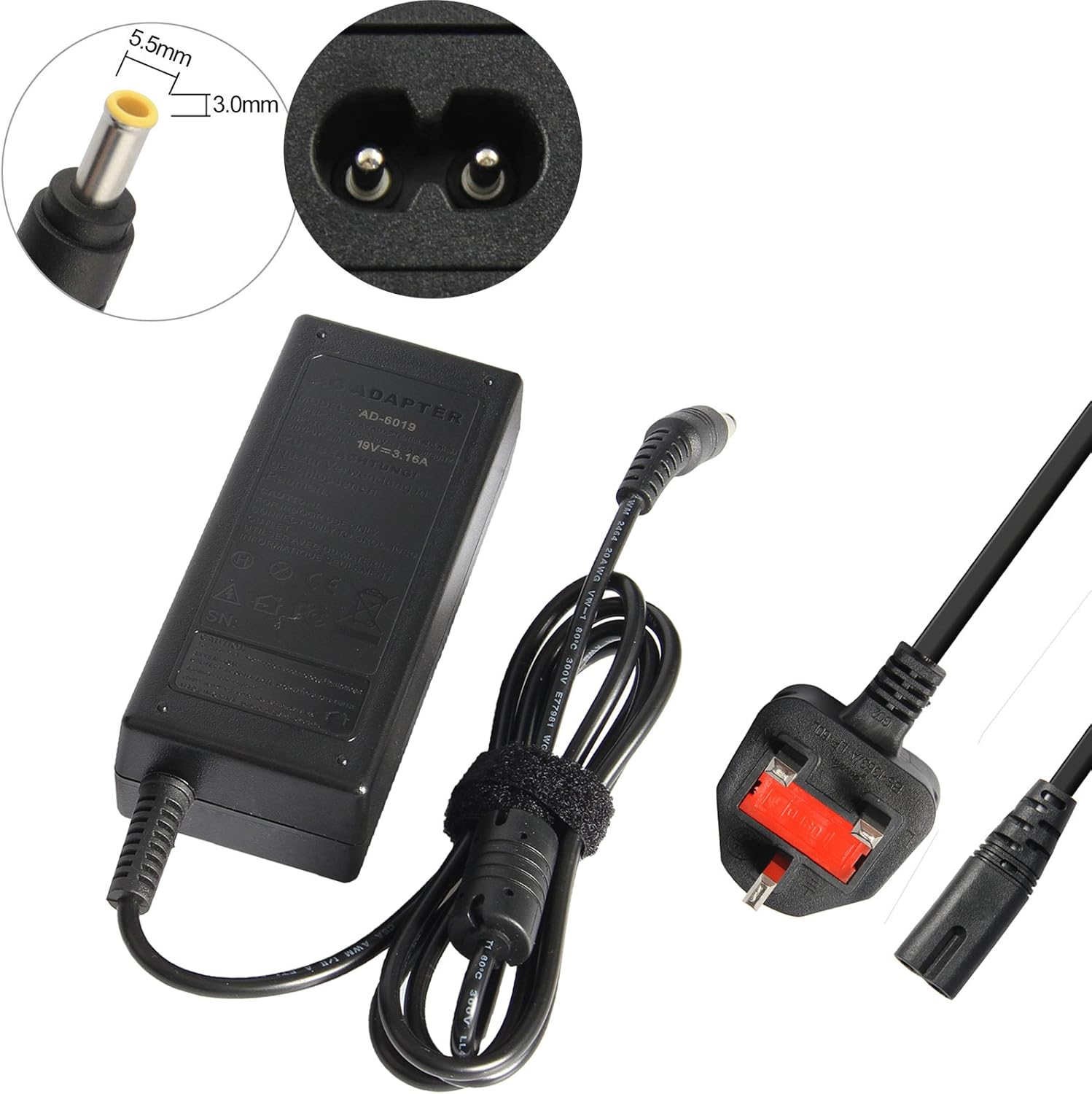 ARyee 19V 3.16A AC Adapter Laptop Charger for Samsung Amazon.co.uk