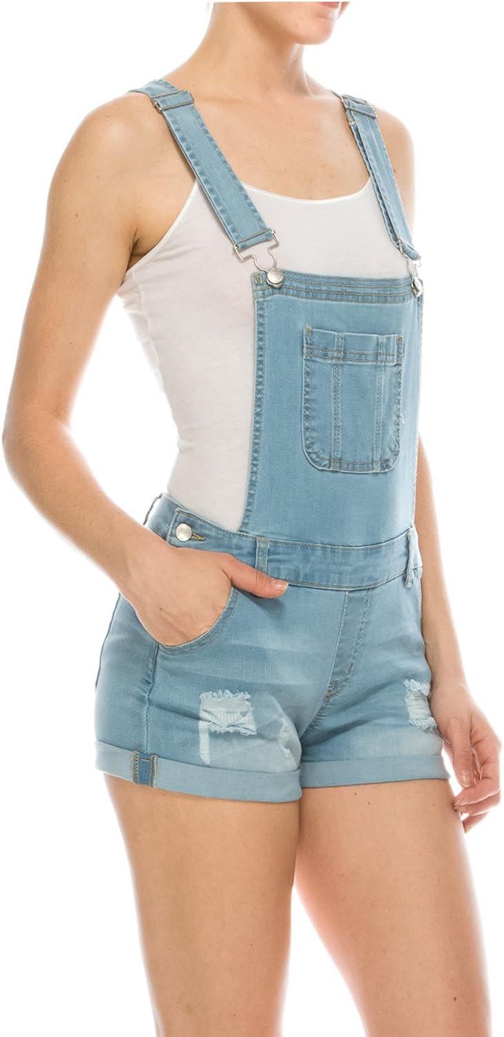 Womens Wax Juniors Shorts Overall Denim Cute Overalls simple and