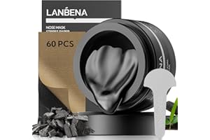 LANBENA Upgraded 2.0 Bamboo Charcoal Blackhead Remover Mask, 60 pcs Nose Strips, Peel off Face Mask Pore Whiteheads Cleanser 