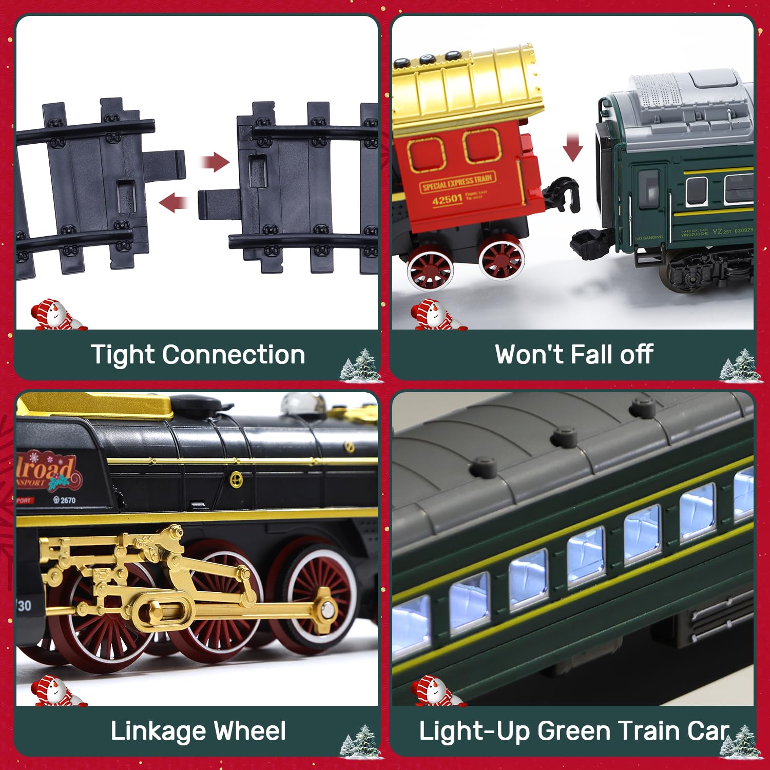 Elektrische Eisenbahn mit Rauch, Sound und Licht, Zugspielzeug mit leuchtenden Waggons Kleinkinder und Kinder, Jungen und Mädchen 4