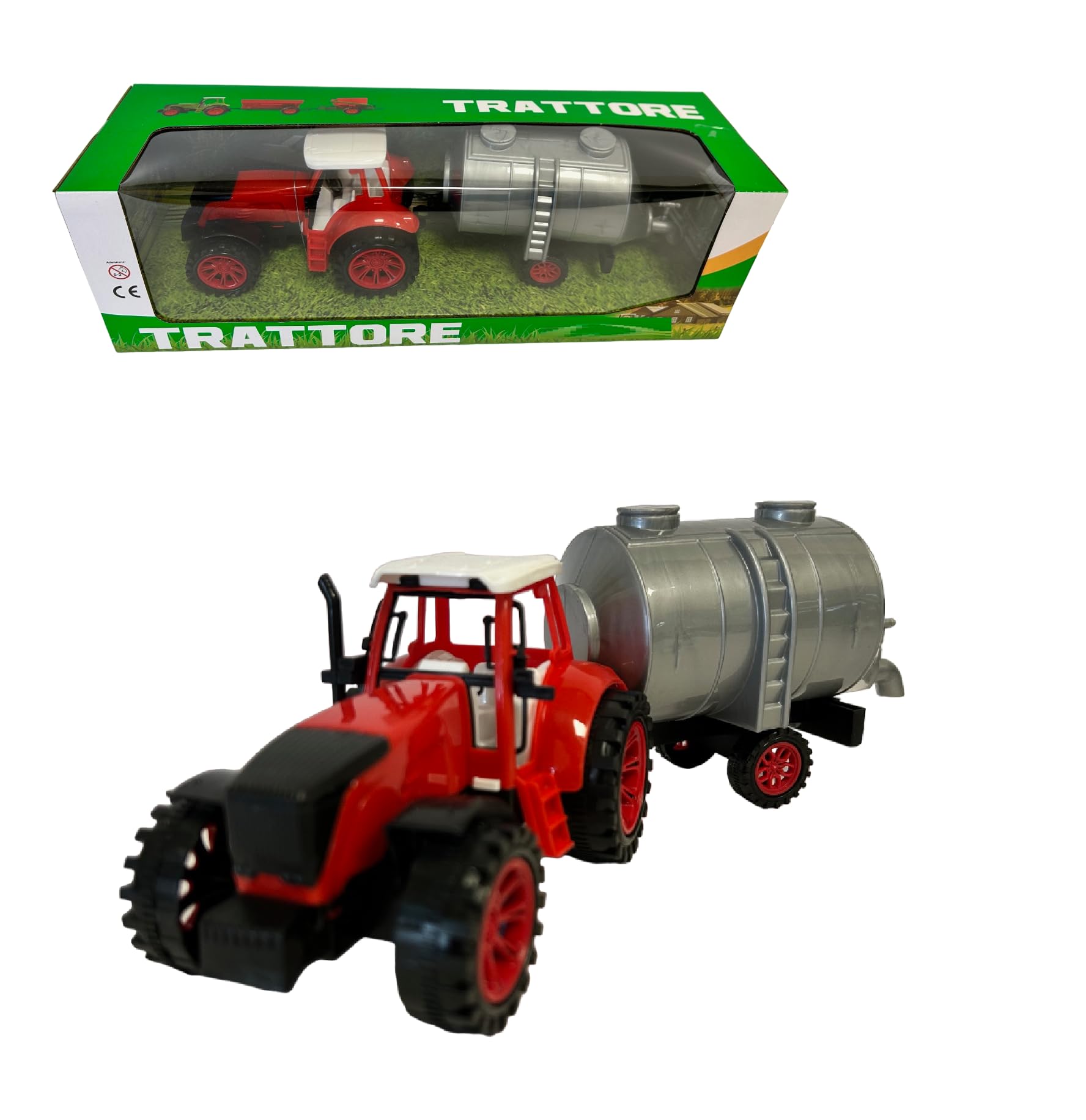 Agricultural Tractor with Trailer – Tank Wagon, Plough, Animal Carrier – Farm Farm Toy (Tank)