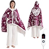 Wearable Heated Blanket Hoodie for Women, Valentines Day Gifts for Her Wife Women, Electric Throw Blanket, Heated Shawl Wraps Poncho, Mothers Day Birthday Anniversary Day Gift, To My Wife, Magenta
