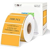 PARLAIM 2.25 X 1.25 inch Square Direct Thermal Printing Label, 1000pcs Tearproof Orange Barcode Thermal Sticker Color Coding Label