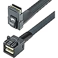 10Gtek# 12G Internal Mini SAS HD Cable SFF-8643 to SFF-8087, Straight to Right Angle, 100-Ohms, 0.5-m(1.6ft)