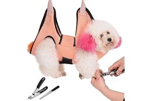 JDMYCYCQXF Dog Grooming Hammock Harness, Pet Grooming Sling Tools with Dog Nail Clippers/Trimmer,Nail File (Size:S)