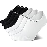 Calvin Klein Womens No Show Socks - 6 Pack Non Slip Heel Lightweight Cotton Blend Low Cut Invisible Socks for Women
