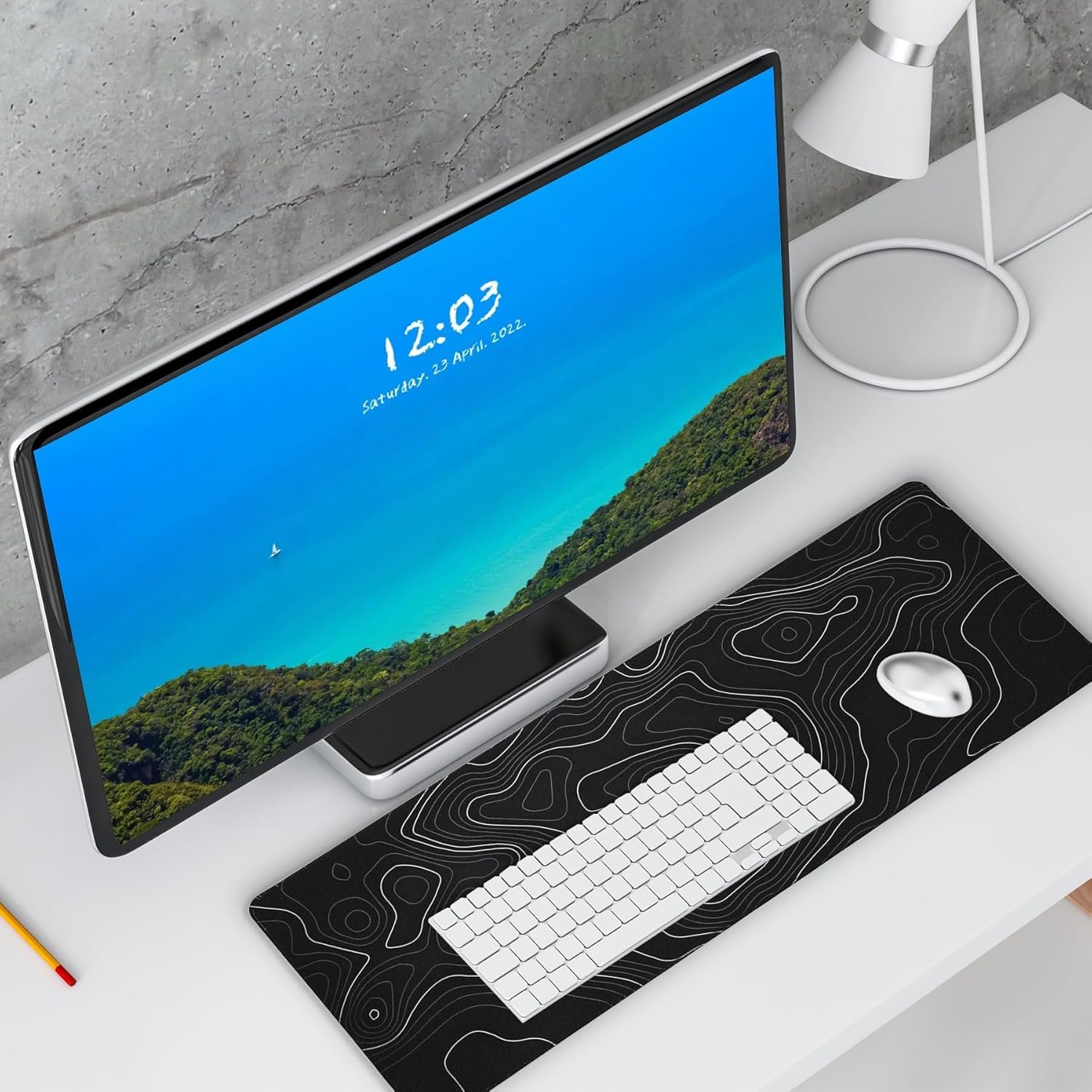 HAUTOCO Gaming Mauspad Groß 800 x 300 mm Mousepad XXL Minimalistische Topografische Mauspad Desk Mat mit Gummi Anti Rutsch für Computer Tastatur verbessert Geschwindigkeit und Präzision, Schwarz 4