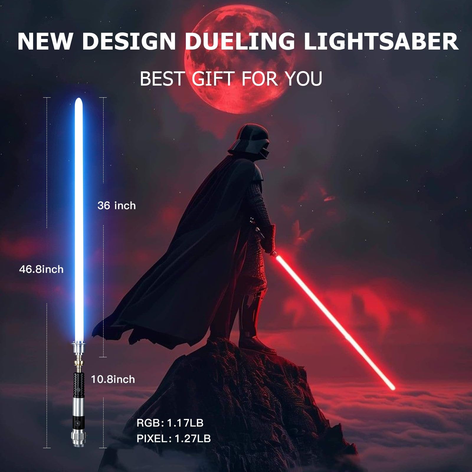 Upgrade App Control Metal Dueling Obw Lightsaber, Smooth Swing 16 Sound Effects 3 Light Effects, 16 Colors and Infinite Change Light Saber for Adults Kids (RGB-OBW)