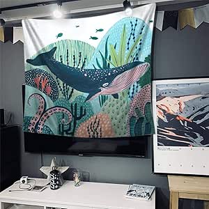 Tapices para colgar en la pared, diseño de algas marinas psicodélicas
