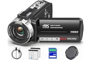 THPACIP 4K Camcorder Video Camera 80MP IR Night Vision Vlogging Camera for YouTube,18X Digital Zoom Camcorder Recorder 3.0" IPS 270° HD Screen with 32GB SD Card, Lens Cap and 2 Batteries