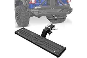 OEDRO Aluminum Towing Hitch Steps for Truck/Car/SUV Vehicles with 2" Hitch Receiver, Rear Bumper Guard Protector, Black