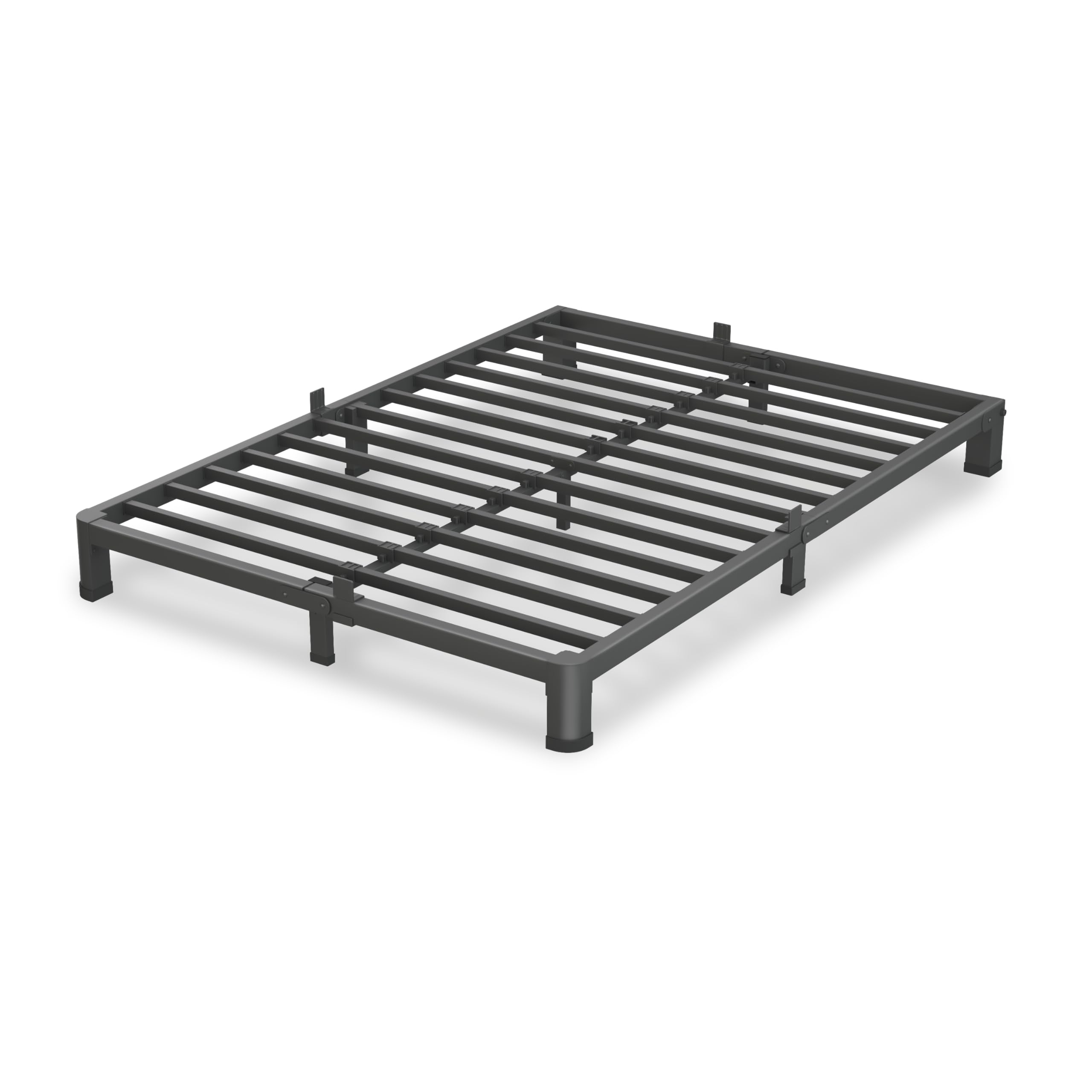 Photo 1 of VIPSHOW 4 Inch Queen Bed Frame, 3500Lbs Heavy Duty Metal Platform with Round Corner Legs Mattress Slide Stopper, Steel Slat Support No Box Spring Needed, Noise Free, Non-Slip, Easy Assembly