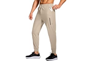 MUZEGE Men's Athletic Joggers Stretch Sweatpants with Zipper Pockets Running Workout Gym Track Golf Pants for Men