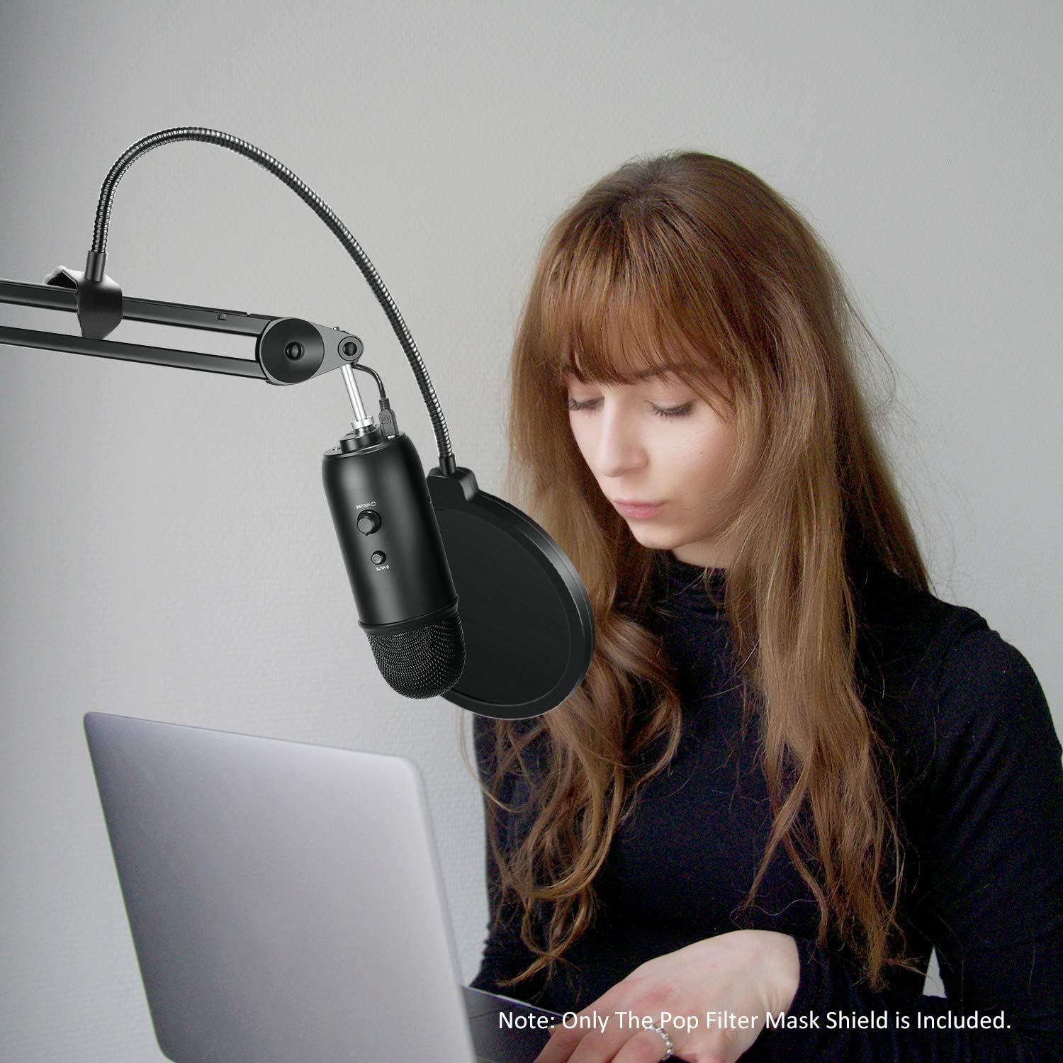 Neewer Professional Microphone Pop Filter Shield Compatible with Blue Yeti and Any Other Microphone, Dual Layered Wind Pop Screen With A Flexible 360 Degree Gooseneck Clip Stabilizing Arm: Musical Instruments