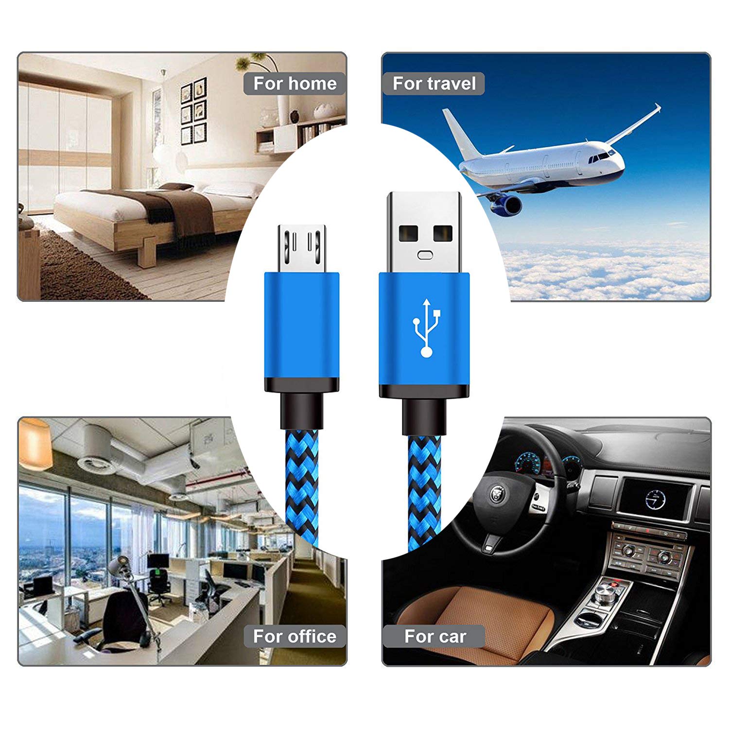 2Pack 6.6Ft Micro USB Charger Fast Cable Compatible for Samsung Galaxy A6 S6 S7 Edge Active S4 S3 Note 5 2 J3 J5 J7 J8 J1 Core Prime Grand Alpha Amp prime 2 3 Tab Droid Turbo, Moto G3, G4, G5 Plus