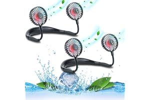 VAGAU Portable Cooling Neck Fan, Rechargeable USB Personal Neck Fan with Colorful LED lights, 360° Rotation, Wearable Neck Fan Air Conditioner for Office Travel Sport, 3 Adjustable Speeds（2 Pack）