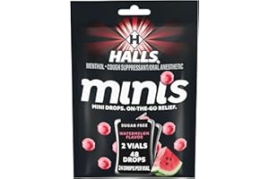 Halls Minis Watermelon Flavor Sugar Free Cough Drops, 48 Drops