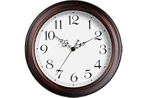 HYLANDA Wall Clock, 12 Inch Wall Clocks Battery Operated, Kitchen Bronze Clocks Silent Non Ticking, Brown Living Room Clock Decorative for Office, Bedroom, Home, Dining Room, School(12")