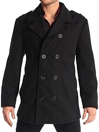 Alpine Swiss Jake Mens Wool Pea Coat Double Breasted Jacket