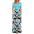 AUSELILY Women's Short Sleeve Loose Plain Casual Long Maxi Dresses for Women 2025