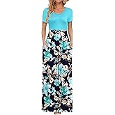AUSELILY Women's Classic Short Sleeve Loose Plain Casual Long Maxi Dresses for Women 2026