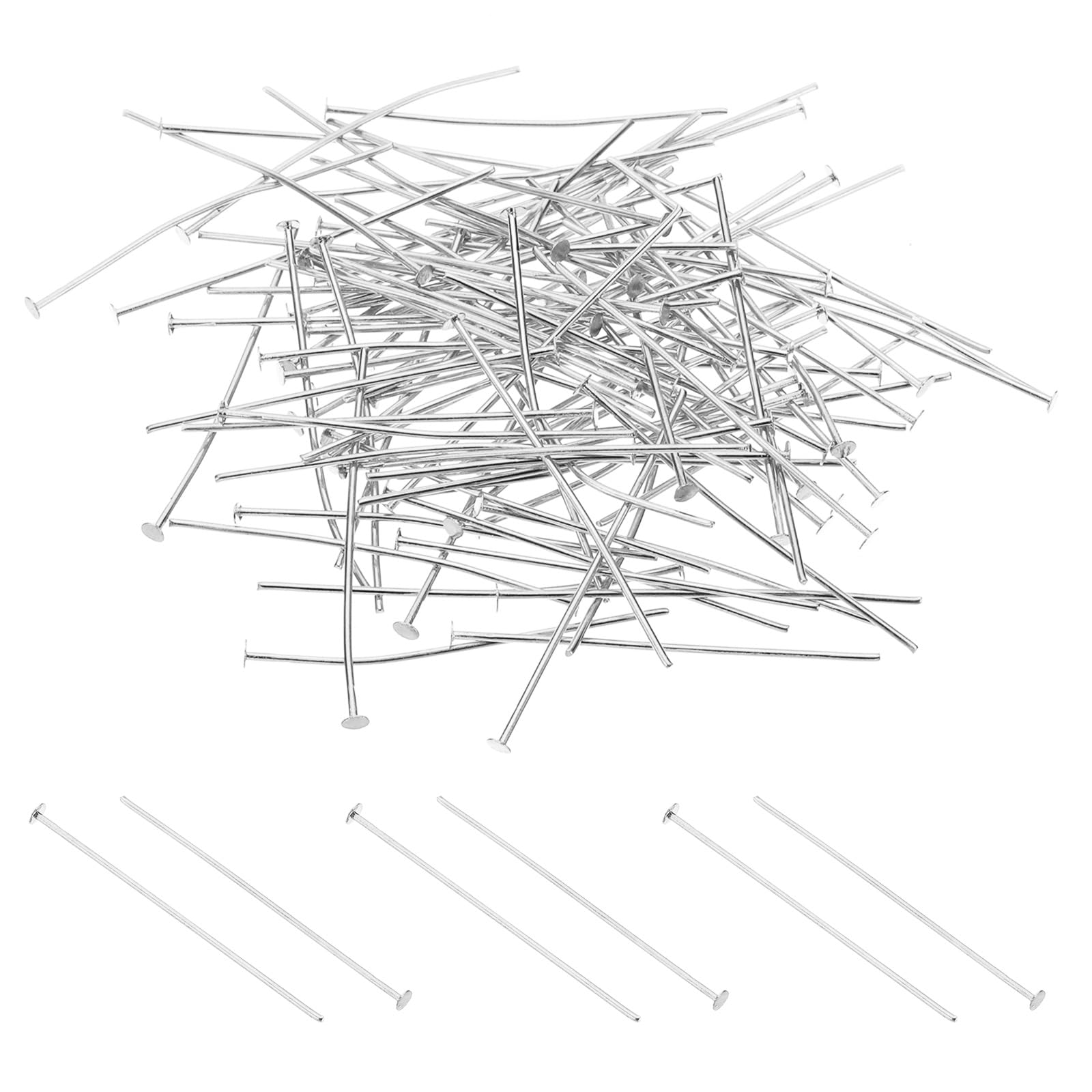 PATIKIL 1.5x0.11" Copper Chandelier Connector Pins, 200Pcs Chandelier Crystal Clips for Fastening Crystals Parts, Chandelier Replacements, Chrome