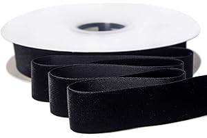 Ribbli Polyester Black Velvet Ribbon,1Inch,10-Yard Spool,Use for Choker,Gift Wrapping,Floral Bouquets, Boutonnieres