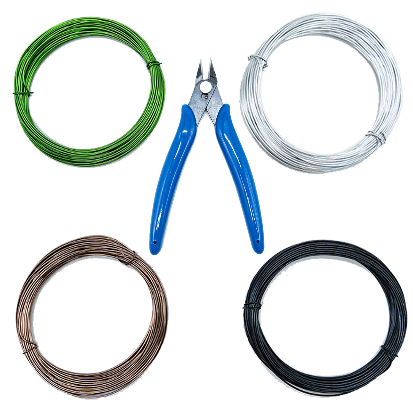 SZXMDKH 1mm 8 Rolls Bonsai Wire Aluminium 196.8 Feet in Total for Bonsai Tree Training and Craft Making with Nippers(Black*2, Brown*2, Silver*2, Green*2)