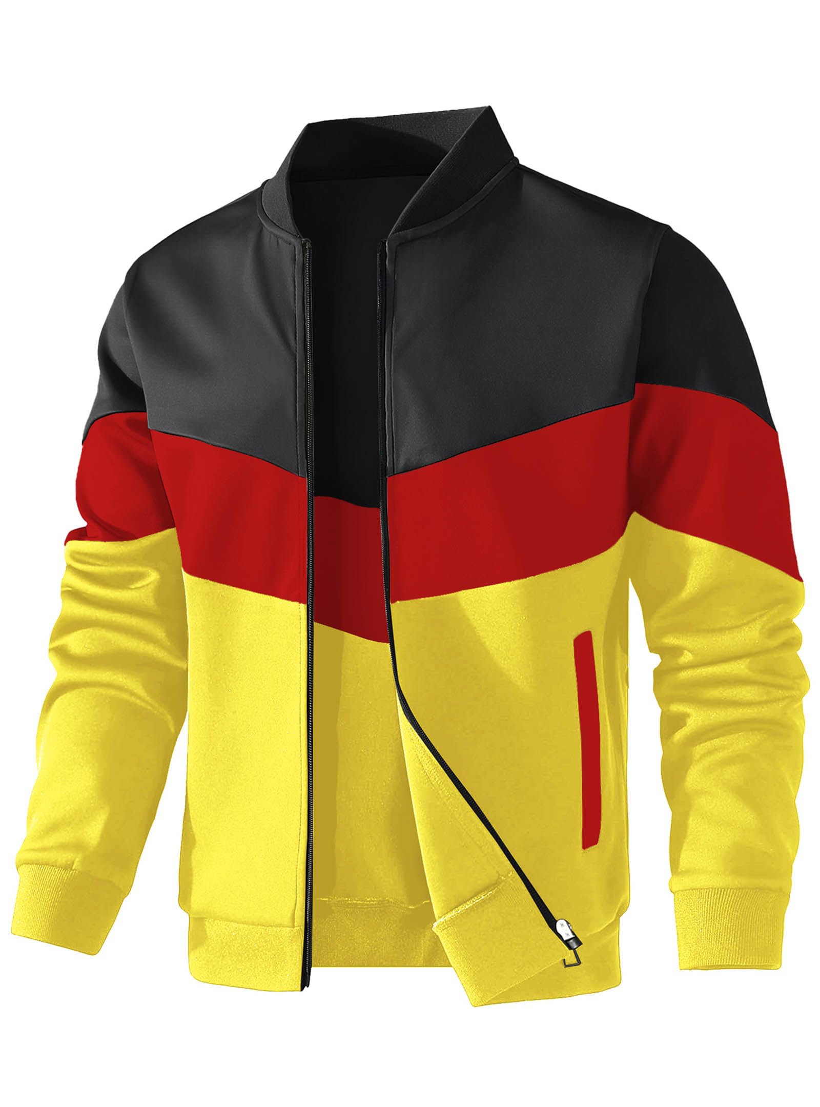 HYPESTFIT Men's Lightweight Jacket Casual Bomber Jacket Color Block Varsity Coat Image