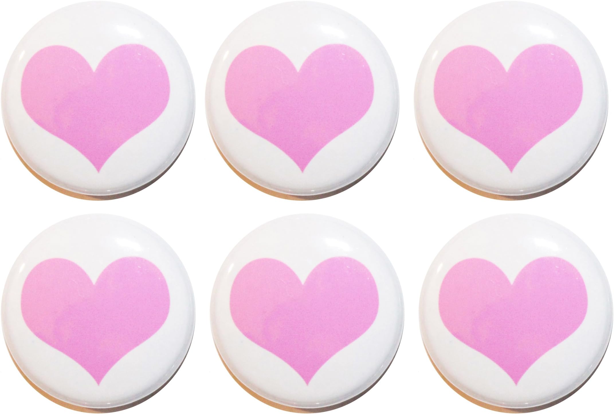 Mini Love Heart Fridge Magnet Wedding Favours (25mm, 1") MADE IN UK by Button Zombie (6, Pink)