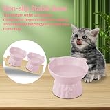 MEETOZ Ceramic Elevated Cat Bowls Pink Raised Food Water Dish Whisker Friendly view 5