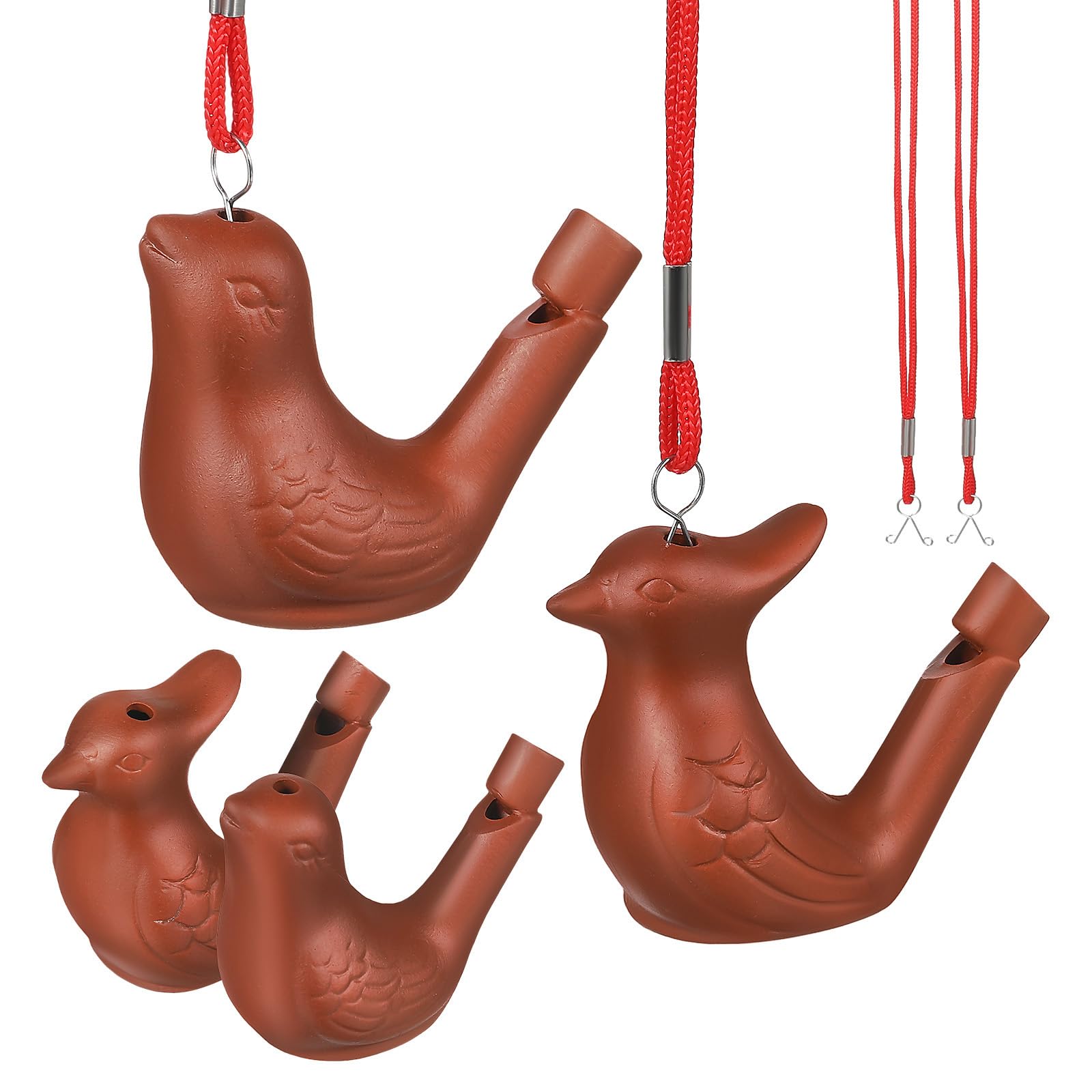 Photo 1 of JOINPAYA 4Pcs Pottery Bird Water Whistles with Lanyards - Unique Clay Whistles for Kids Musical Noisemakers for Outdoor Fun and Home Decor