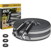 GEEHOME Lightweight Flat Garden Hose 25FT, Flexible Water Hose with Shutoff Valve, TPE Inner Tube, 3/4" Metal Fittings, Practical Dark Finish for Garden, Yard and Outdoor Cleaning