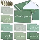 Supervitae 30 Pack Thank You Cards with Envelopes and Stickers 3.5 x 5 Inch Blank Note Card Kraft Envelopes for Business Weddings Bridal Gift Baby Shower Graduation(Green Tones)