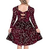 Luckrizyy Girls Velvet Dresses Kids Long Sleeve Bow Back Holiday Party Dress Toddler Fall Winter Clothes 3-8 Years