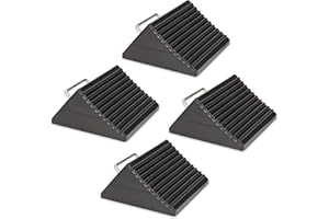 AFA TOOLING APPROVED FOR AUTOMOTIVE Wheel Chocks for Cars, RVs, Trucks, Trailers, and Vehicles G.V.W. up to 12T, 4 Pack - Anti Slip Bottom Tire Chock for All Weather Use - RV, Travel Trailer, Pop Up Camper Accessory