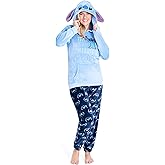 Disney Stitch Womens 2Pc Fleece Pajama Set, Plush Loungewear with Hood, Minnie Eeyore Simba S–XL Sleepwear Gifts for Women