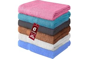 QUBA LINEN Cotton Bath Towels-27x54inch - 6 Pack Shower Towels - Towels for Pool, Spa, and Gym - Light Weight, Ultra Absorbent Towels for Bathroom (6, 27x54)
