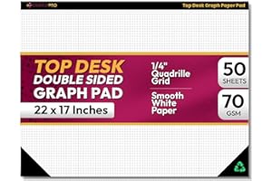 CADMUSPRO Top Desk Graph Paper Pad 22x17 Inch, 50 Sheets, Double-Sided, 70 GSM Large Quadrille Grid Paper for Drafting, Design, Art & Illustration, Architecture and Academic Use