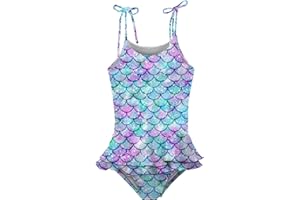 Lovekider Girls Swimsuit One-Piece Adjustable Straps Swimwear Ruffled Tankini Bathing Suit with Sun Protection 2-9 Years Old