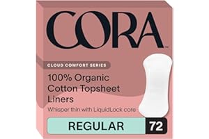 Cora 100% Organic Cotton Topsheet Period Liners (72 Regular Period Liners)