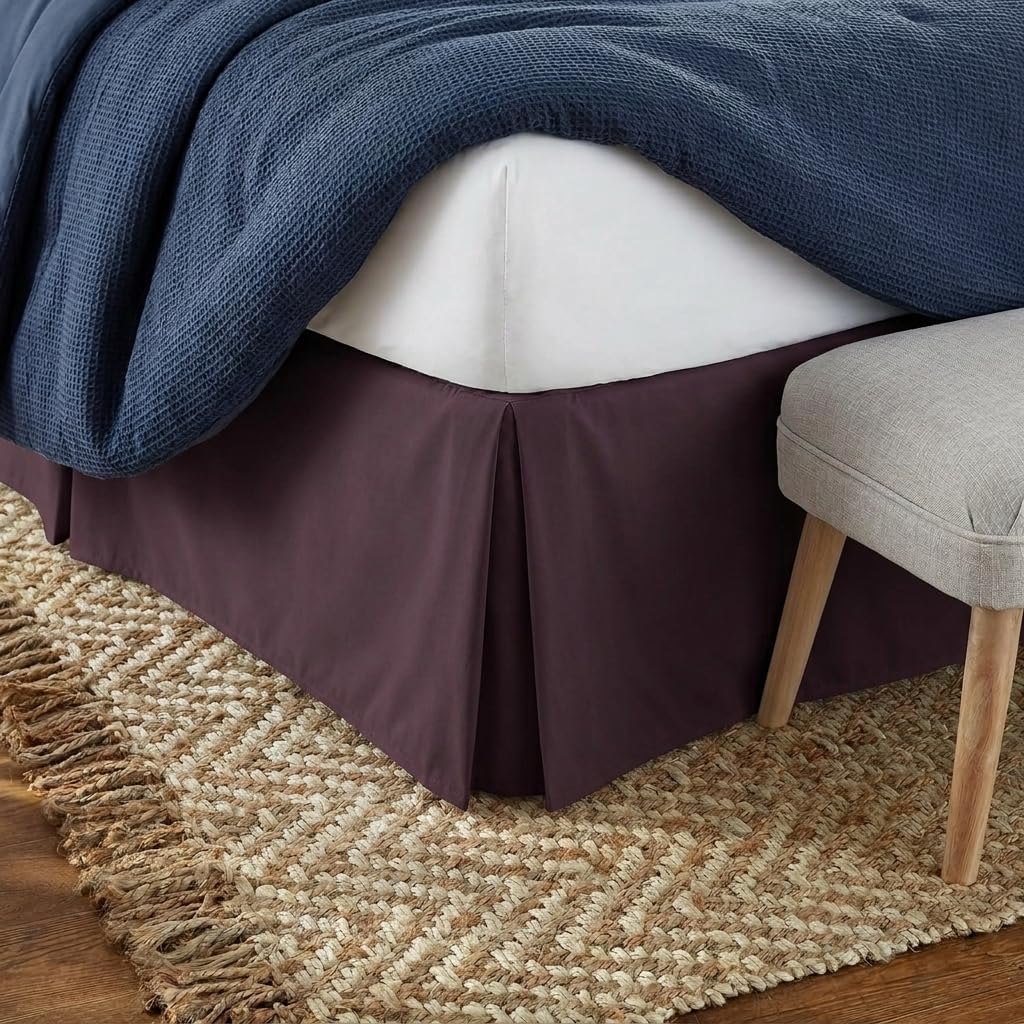 Linen Market Bed Skirt - Ultra Soft Microfiber - Easy Fit with 14 Inch Tailored Drop - Hotel Quality, Shrinkage & Fade Resistant - Bed Cover - Cal King Bed Skirt - Bedroom Décor - (Cal King, Purple)