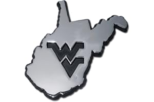Elektroplate West Virginia University Mountaineers NCAA College Debossed State Shape Chrome Plated Premium Metal Car Truck Motorcycle Emblem
