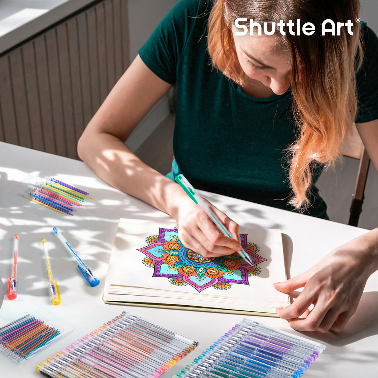 80 Stück Glitzer Gelstifte, Shuttle Art Gel Stifte Set, 40 bunte Glitzer Gelschreiber mit 40 Ersatzminen, glitzerstifte für Erwachsene und Kinder zum Markieren, Zeichnen, Schreiben geeignet 6