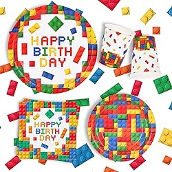 Building Block Party Supplies Paper Plates Napkins