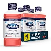 Pedialyte with Immune Support Electrolyte Solution, Hydration Drink with Zinc, Selenium, and Magnesium, Cherry Punch, 1 Liter, Pack of 4