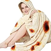 LetsFunny Burrito Tortilla Throw Blanket, 2.0 Double Sided Burritos Taco Tortilla Wrap Blankets for Adults, Giant Funny Realistic Food Blankets, Soft Flannel Round Throw Blanket, Guy Gifts for Kids
