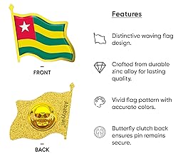 Togo Flag Lapel Pin - Enamel Metal National Badge
