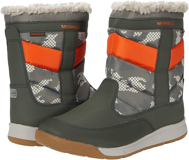 Merrell Alpine Puffer Waterproof Snow Boot, Olive/Camo, 12 US Unisex