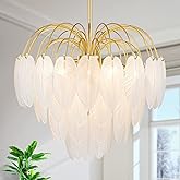LumFurn 8-Light Gold Chandeliers, 4-Tier Modern Pendant Light Fixture for Dining Room, Living Room, D21 x H24~54" Adjustable 
